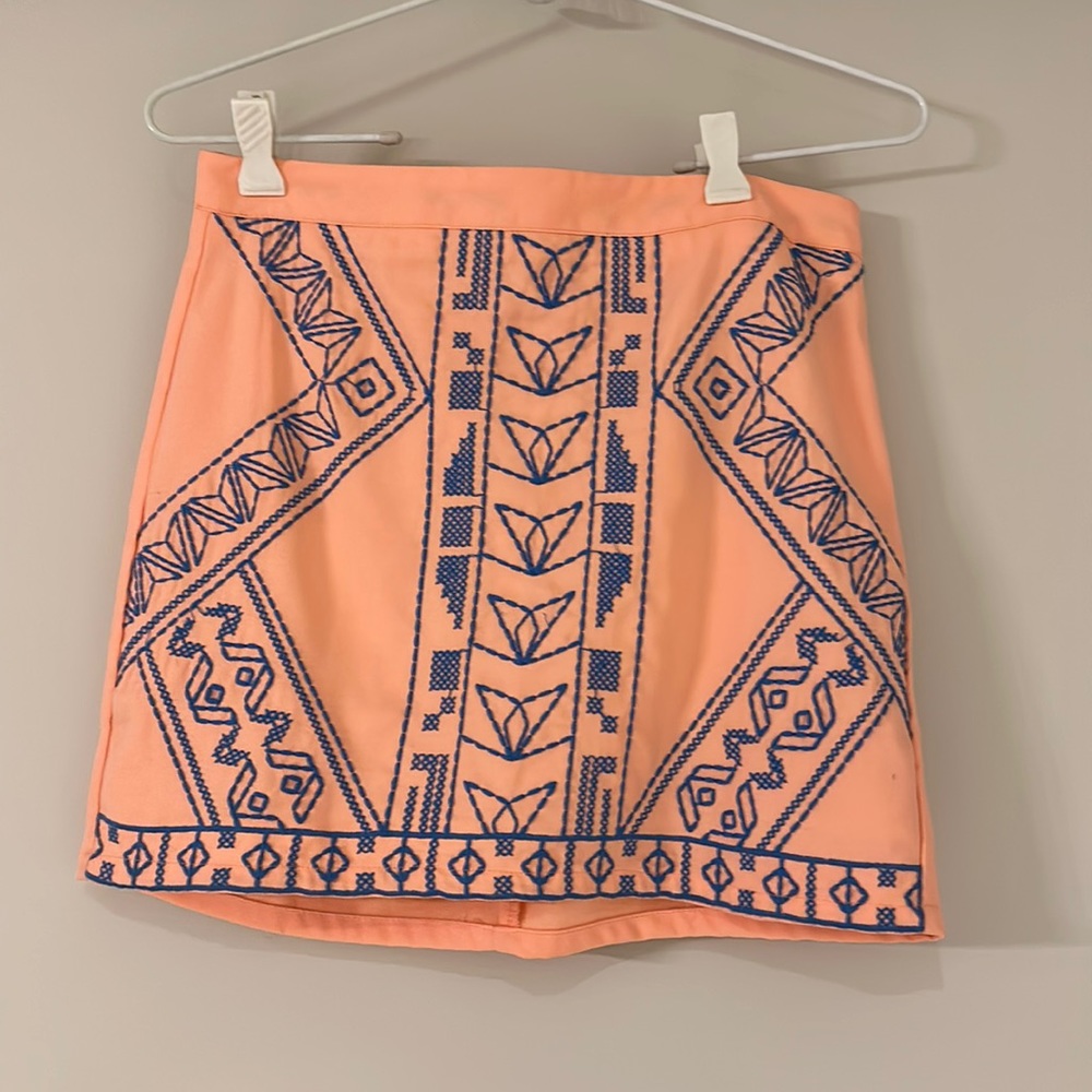 Pink Patterned Mini Skirt